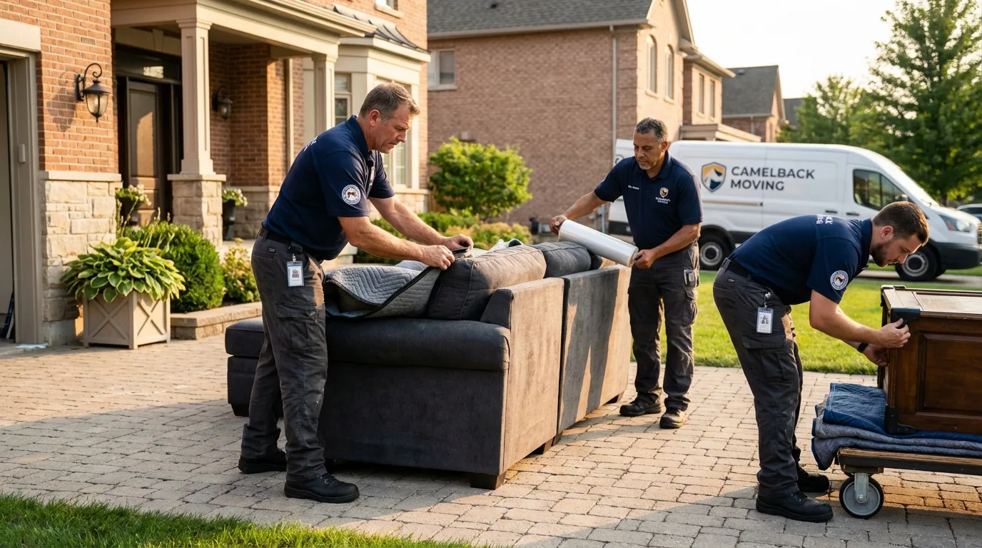 Large estate moving crew wrapping furniture in Vail, AZ